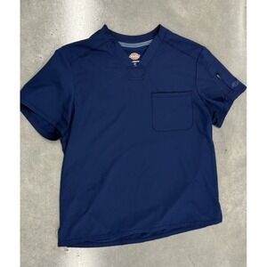Dickies Dynamix Men's‎ Scrub Top Navy Blue Size XL Stretch V-Neck Pocket